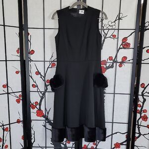 Noir Kei NINOMIYA Sleeveless Wool Dress With Faux Fur Accents Size S
